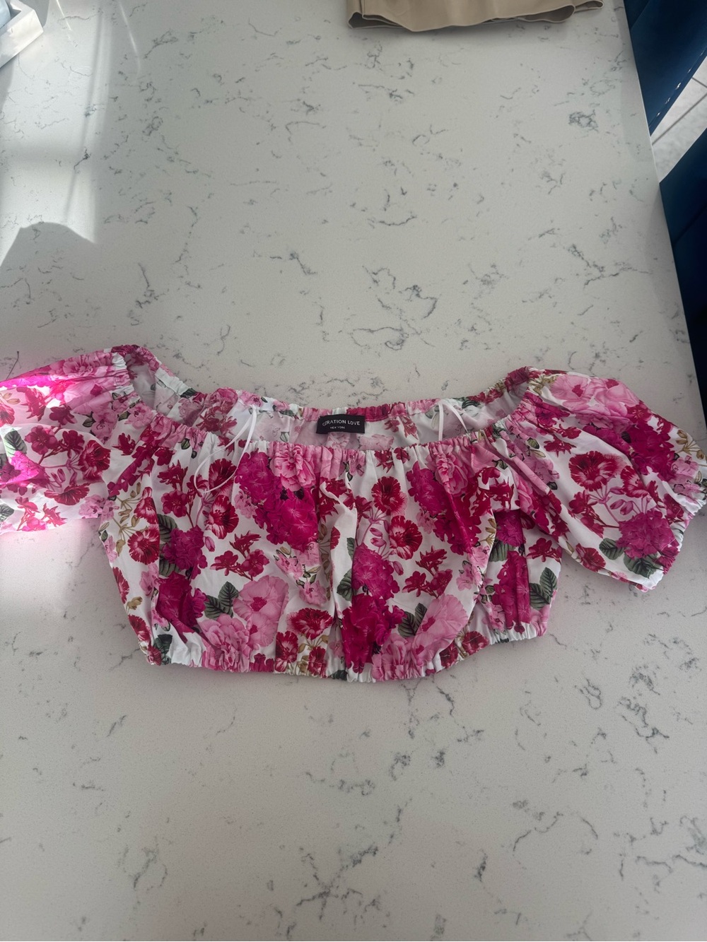 Generation Love Pink Floral Off-Shoulder Crop Top